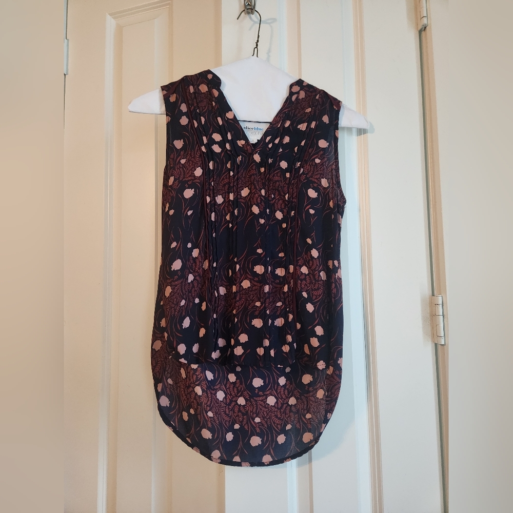 Alice Blue Sleeveless Floral Blouse - Black and Pink